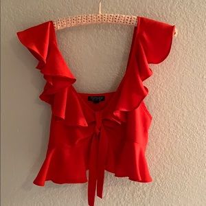 Topshop Brigitte Ruffle Crop Top